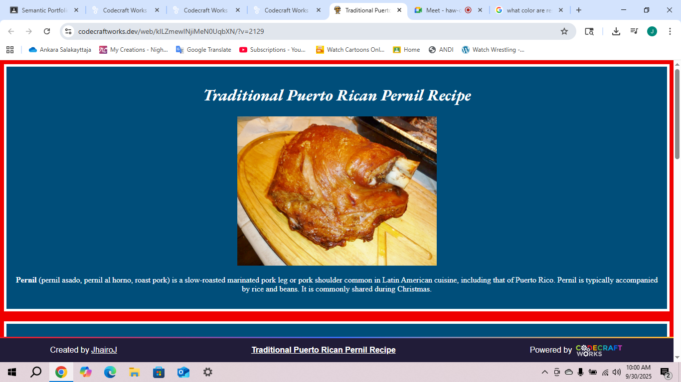 Recipe Page
